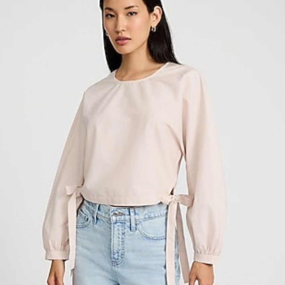 Express Crew Neck Long Sleeve Side Tie Top